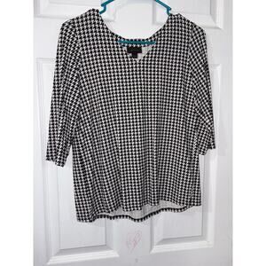 J. Jill Wearever Collection Womens Black Houndstooth Print Top  Size XS